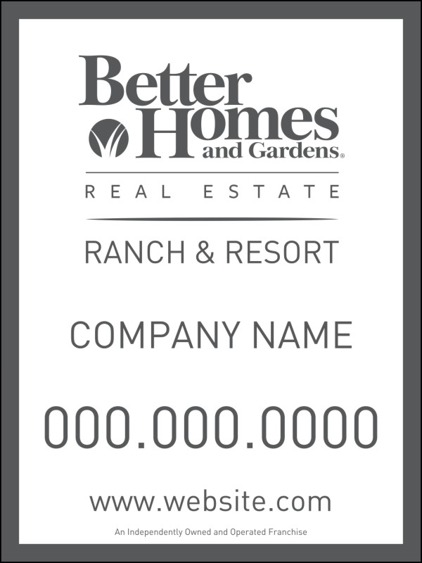 Ranch And Resort Real Estate Sign Panel, 24 GA Steel 24"H X 18"W