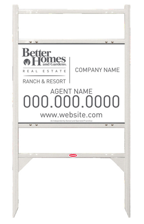 Ranch And Resort Angle Iron Sign Frame And Agent Panel Unit With Two Rider Inserts, 24 GA Steel 18"H X 24"W