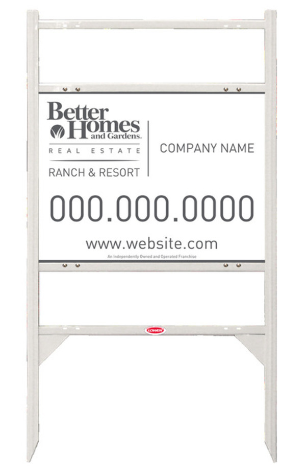 Ranch And Resort Angle Iron Sign Frame And Panel Unit With Two Rider Inserts, 24 GA Steel 18"H X 24"W