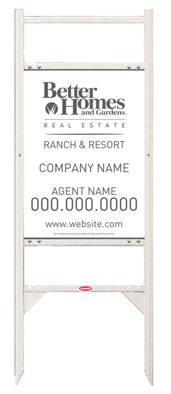 Ranch And Resort Angle Iron Sign Frame And Agent Panel Unit With Two Rider Inserts, 24 GA Steel 24"H X 18"W