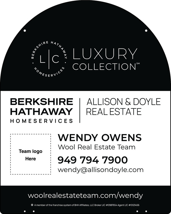 Hanging Yard Arc Top Agent Team Logo Sign Panel, 30"H X 24"W, 3mm Aluminum Composite