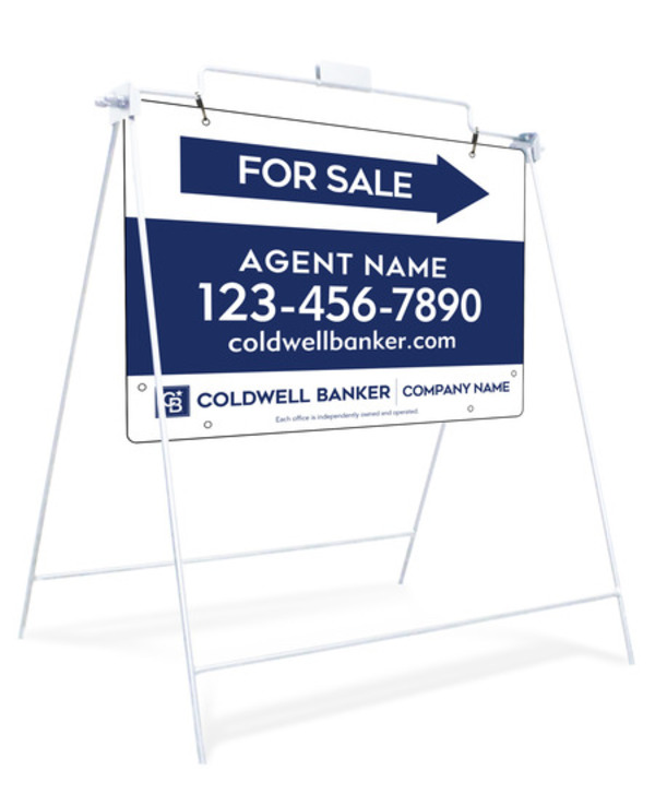 Swinging A-Frame And Agent For Sale Sign Panel Unit, 18"H X 24"W, Steel