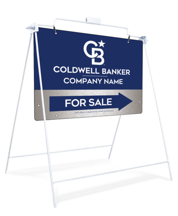 Swinging A-Frame And Office For Sale Sign Panel Unit, 18"H X 24"W, Brushed Aluminum Composite