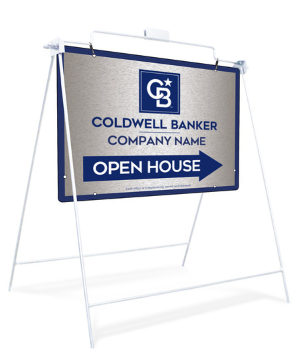 Swinging A-Frame And Office Open House Sign Panel Unit, 18"H X 24"W, Brushed Aluminum Composite