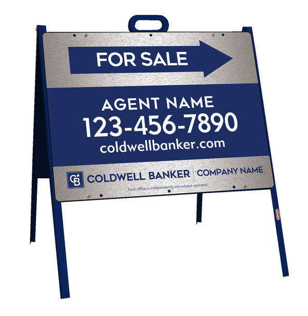 A-Frame And Agent For Sale Sign Panel Unit, 18"H X 24"W, Brushed Aluminum Composite