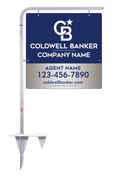 Tubular Stake And Agent Sign Panel Unit, 24"H X 24"W, Brushed Aluminum Composite