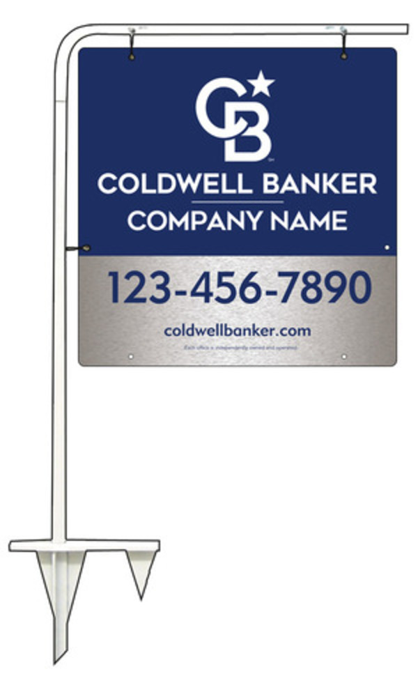 Tubular Stake And Office Sign Panel Unit, 24"H X 24"W, Brushed Aluminum Composite