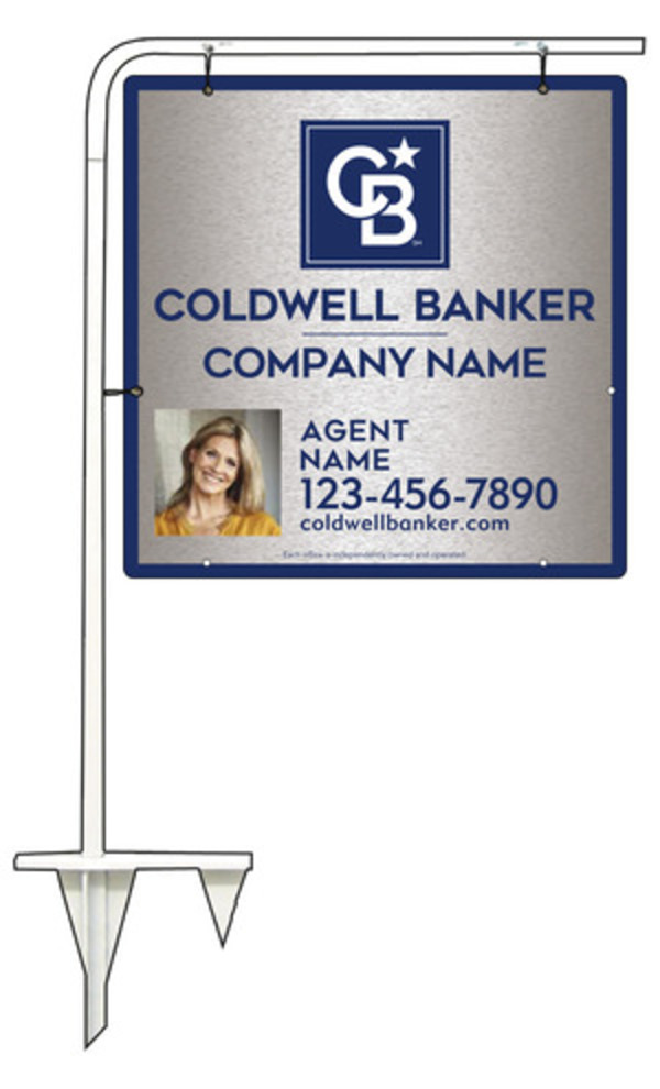 Tubular Stake And Agent Photo Sign Panel Unit, 24"H X 24"W, Brushed Aluminum Composite