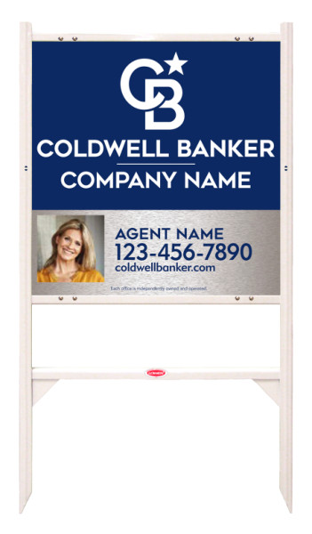 Angle Iron Frame And Agent Photo Sign Panel Unit, 24"H X 24"W, Brushed Aluminum Composite