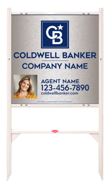 Angle Iron Frame And Agent Photo Sign Panel Unit, 24"H X 24"W, Brushed Aluminum Composite