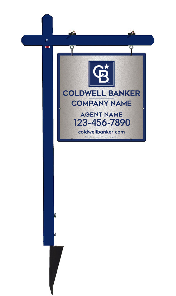 Sign Post And Agent Sign Panel Unit, 24"H X 24"W, Brushed Aluminum Composite