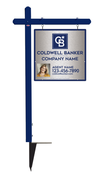 Sign Post And Agent Photo Sign Panel Unit, 24"H X 24"W, Brushed Aluminum Composite