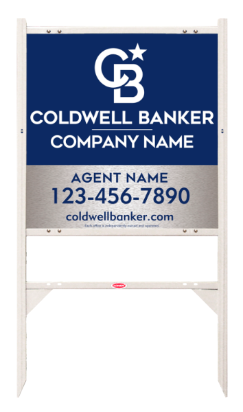 Angle Iron Frame W/ 2 Rider Inserts And Agent Sign Panel Unit, 24"H X 24"W, Brushed Aluminum Composite