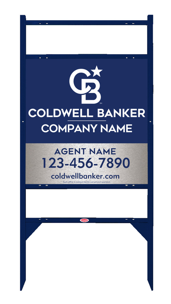 Angle Iron Frame W/ 2 Rider Inserts And Agent Sign Panel Unit, 24"H X 24"W, Brushed Aluminum Composite