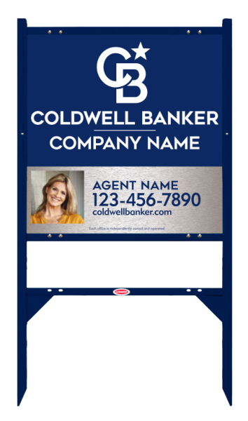 Angle Iron Frame W/ 2 Rider Inserts And Agent Photo Sign Panel Unit, 24"H X 24"W, Brushed Aluminum Composite