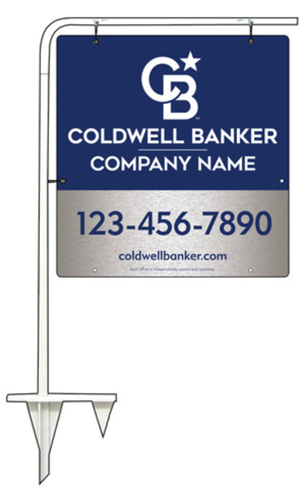 Tubular Stake And Office Sign Panel Unit, 25"H X 24"W, Brushed Aluminum Composite