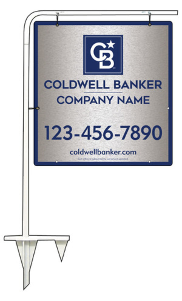 Tubular Stake And Office Sign Panel Unit, 25"H X 24"W, Brushed Aluminum Composite