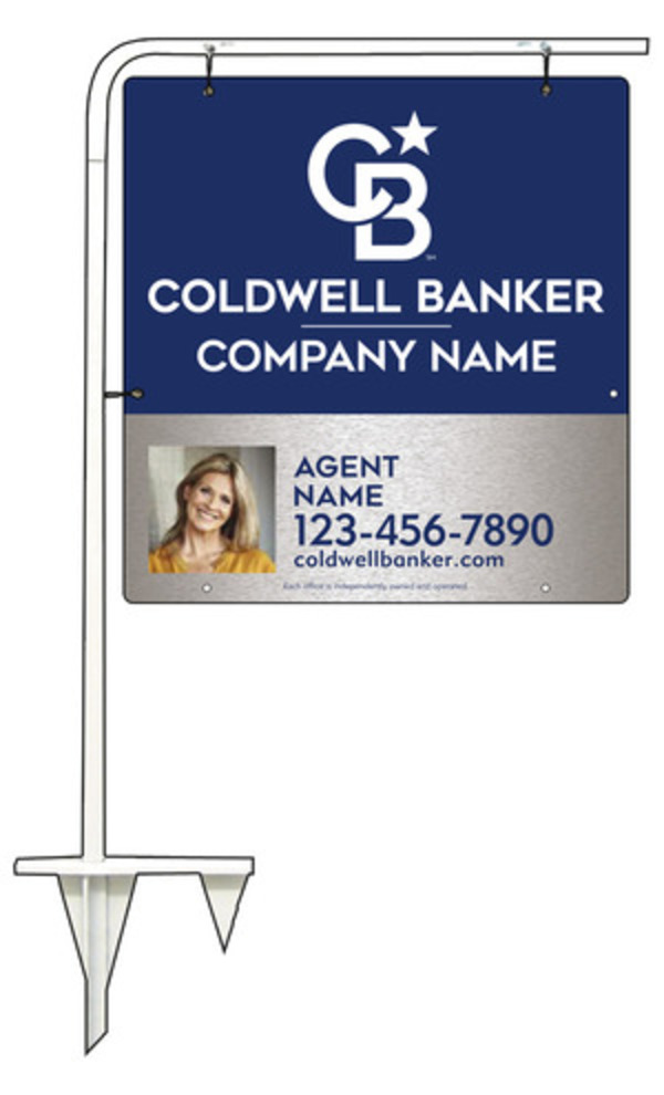 Tubular Stake And Agent Photo Sign Panel Unit, 25"H X 24"W, Brushed Aluminum Composite