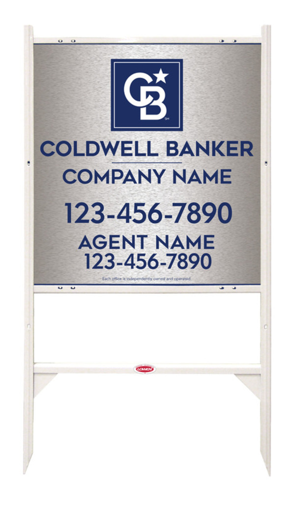 Angle Iron Frame And Agent Sign Panel Unit, 25"H X 24"W, Brushed Aluminum Composite