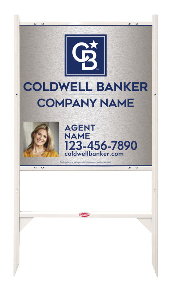 Angle Iron Frame And Agent Photo Sign Panel Unit, 25"H X 24"W, Brushed Aluminum Composite