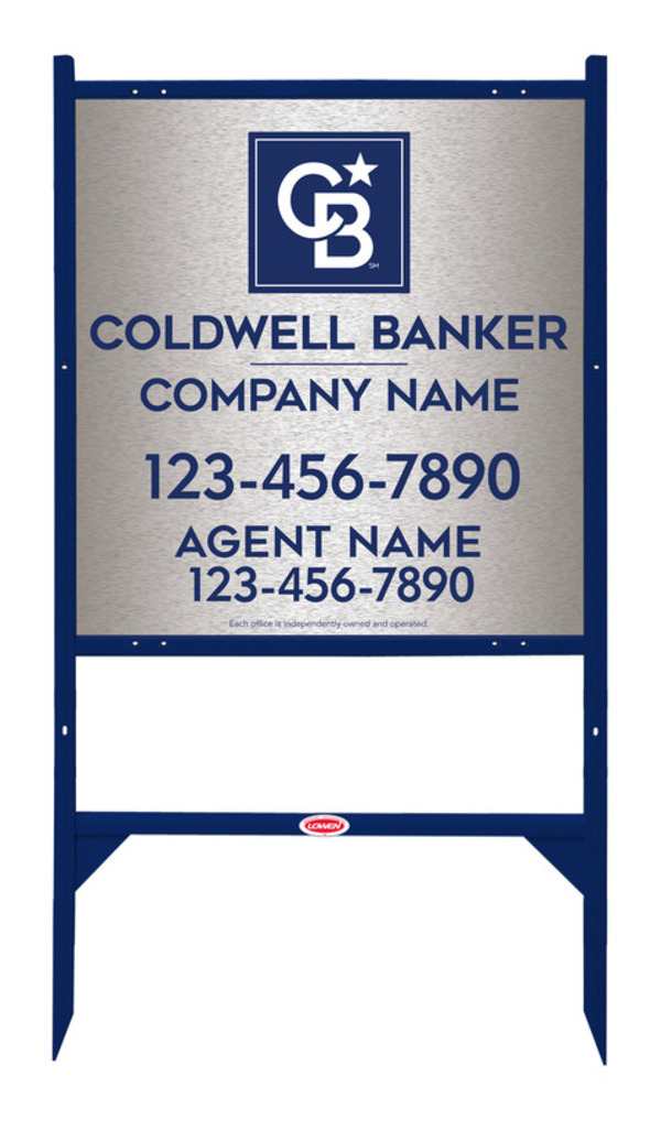Angle Iron Frame And Agent Sign Panel Unit, 25"H X 24"W, Brushed Aluminum Composite