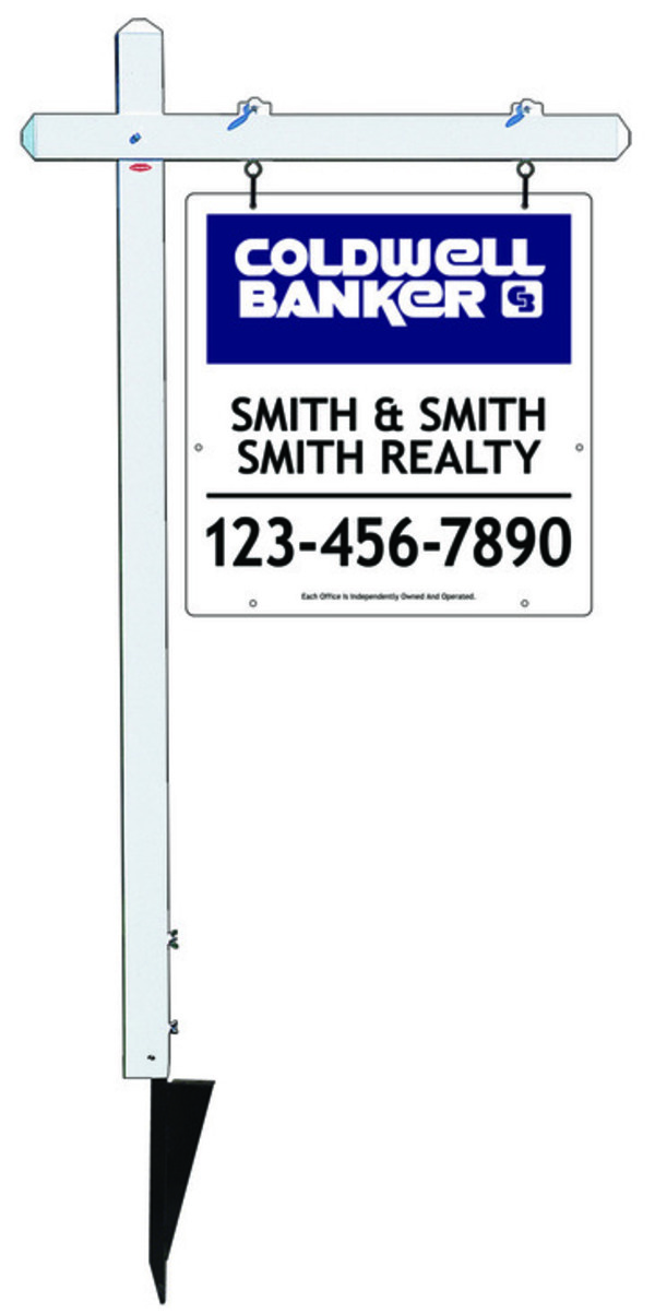 Coldwell Banker aluminum sign post and hanging sign panel unit, .090