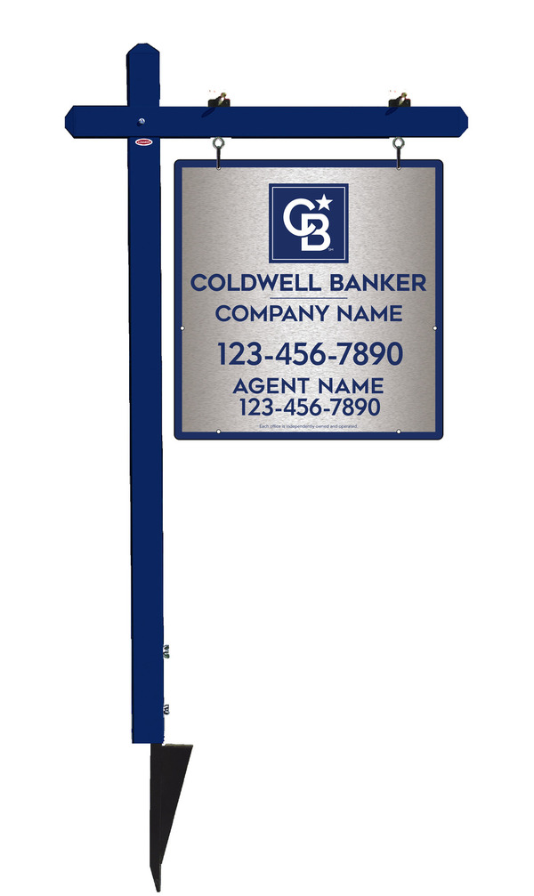 Sign Post And Agent Sign Panel Unit, 25"H X 24"W, Brushed Aluminum Composite