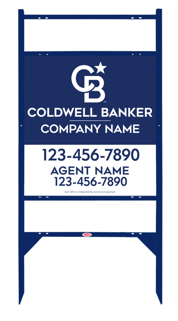 Angle Iron Frame W/ 2 Rider Inserts And Agent Sign Panel Unit, 25"H X 24"W, 3mm Aluminum Composite