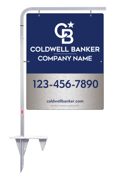 Tubular Stake And Office Sign Panel Unit, 30"H X 24"W, Brushed Aluminum Composite