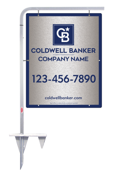 Tubular Stake And Office Sign Panel Unit, 30"H X 24"W, Brushed Aluminum Composite