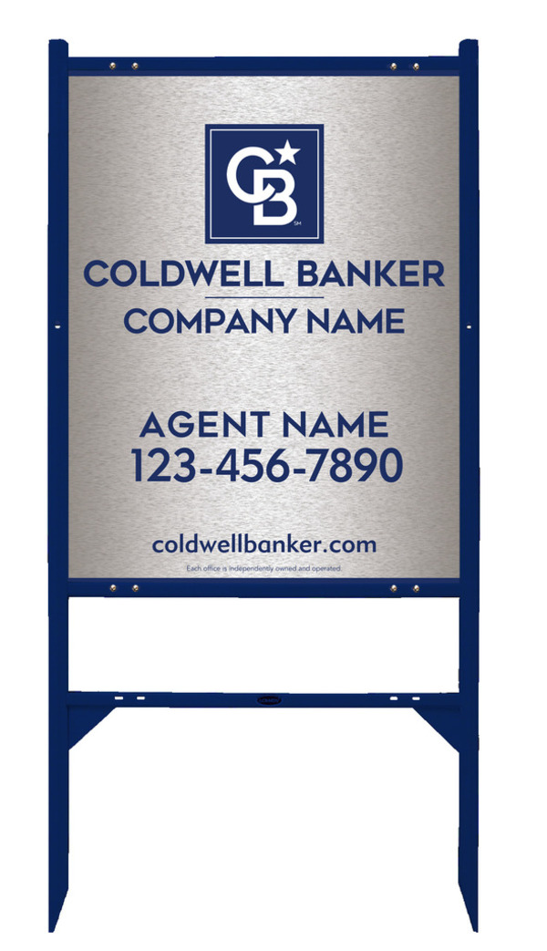 Angle Iron Frame And Agent Sign Panel Unit, 30"H X 24"W, Brushed Aluminum Composite