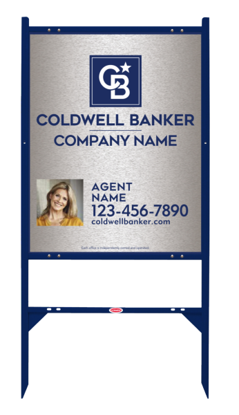 Angle Iron Frame And Agent Photo Sign Panel Unit, 30"H X 24"W, Brushed Aluminum Composite