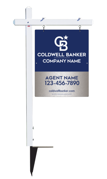 Sign Post And Agent Sign Panel Unit, 30"H X 24"W, Brushed Aluminum Composite