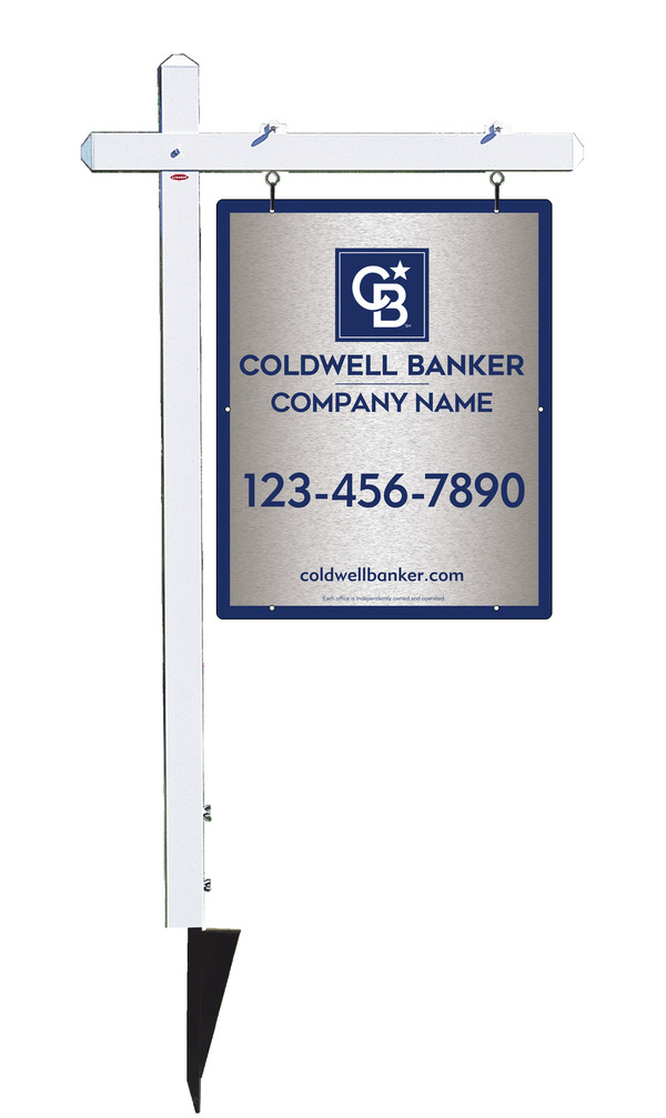 Sign Post And Office Sign Panel Unit, 30"H X 24"W, Brushed Aluminum Composite