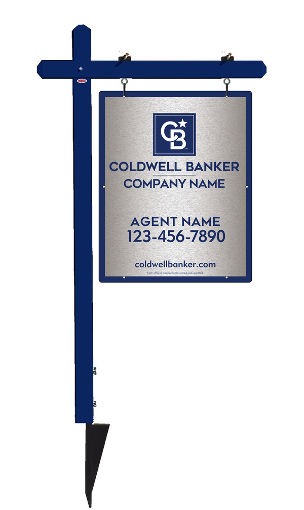 Sign Post And Agent Sign Panel Unit, 30"H X 24"W, Brushed Aluminum Composite