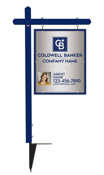 Sign Post And Agent Photo Sign Panel Unit, 30"H X 24"W, Brushed Aluminum Composite