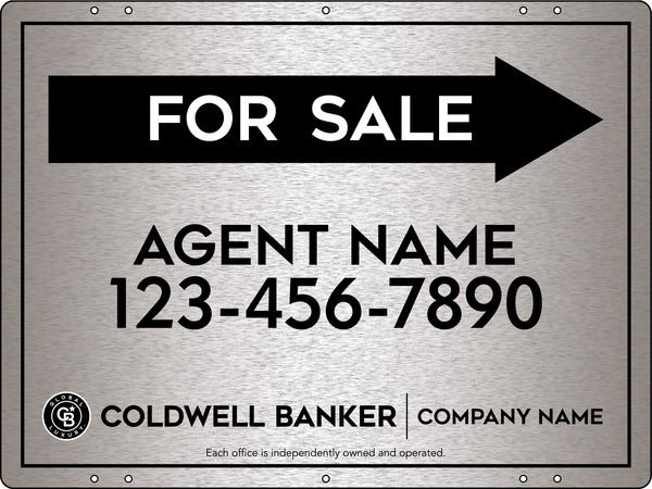Directional Agent For Sale Sign Panel, 18"H X 24"W, 3mm Brushed Aluminum Composite