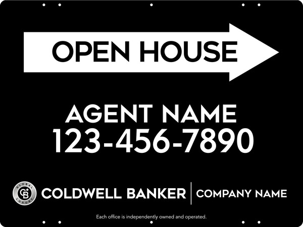 Directional Agent Open House Sign Panel, 18"H X 24"W, Steel