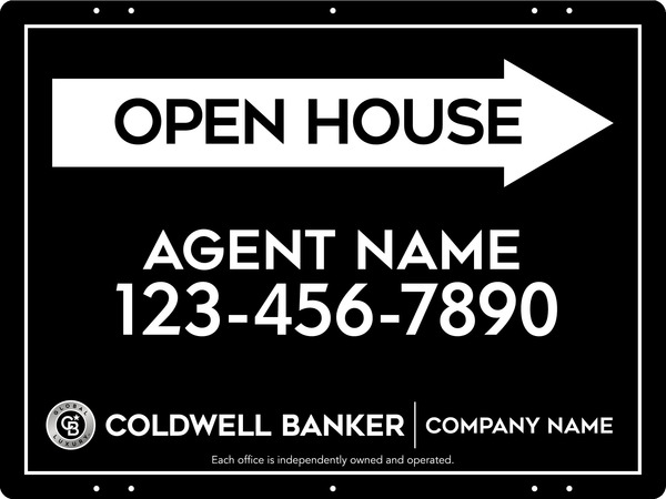Directional Agent Open House Sign Panel, 18"H X 24"W, Steel