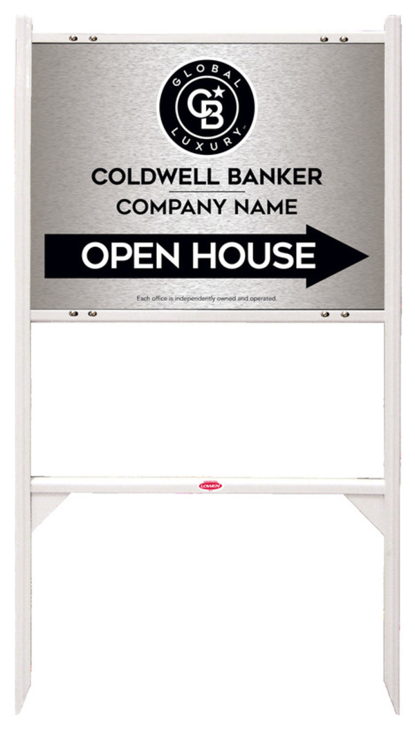 Angle Iron Frame And Office Open House Sign Panel Unit, 18"H X 24"W, Brushed Aluminum Composite