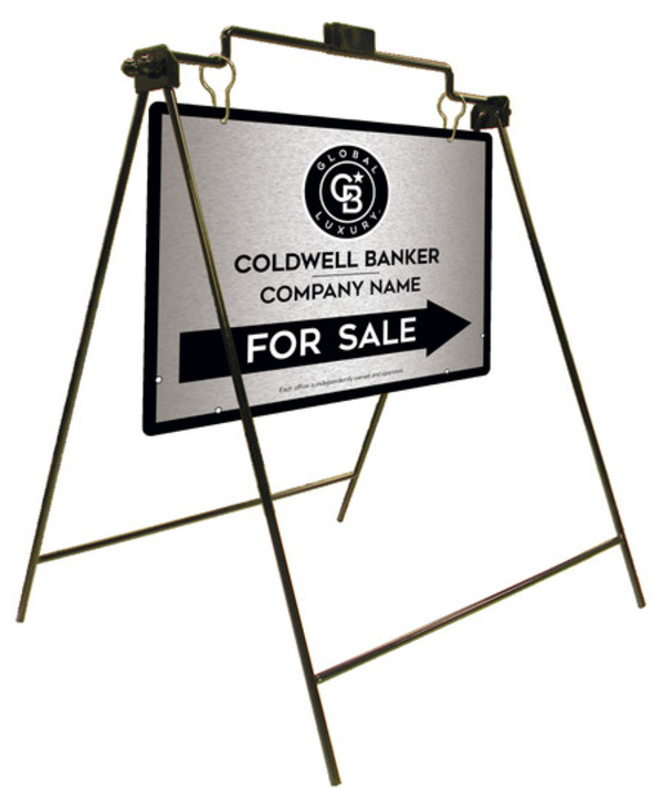 Swinging A-Frame And Office For Sale Sign Panel Unit, 18"H X 24"W, Brushed Aluminum Composite