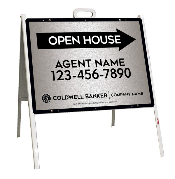 A-Frame And Agent Open House Sign Panel Unit, 18"H X 24"W, Brushed Aluminum Composite