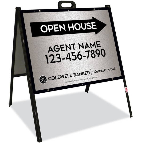 A-Frame And Agent Open House Sign Panel Unit, 18"H X 24"W, Brushed Aluminum Composite