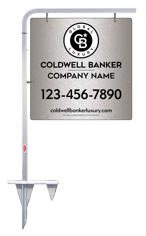 Tubular Stake And Office Sign Panel Unit, 24"H X 24"W, Brushed Aluminum Composite