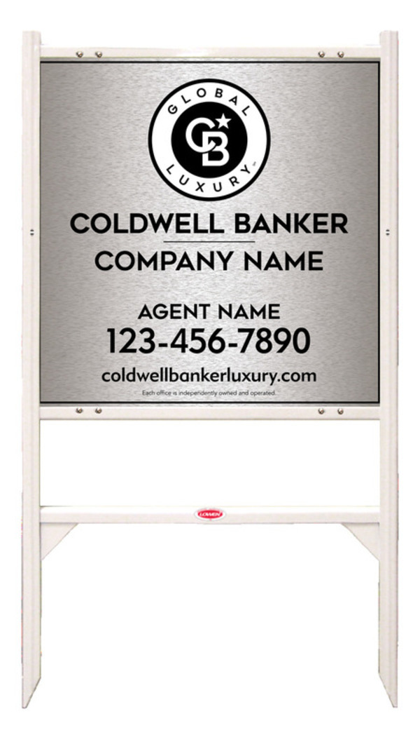 Angle Iron Frame And Agent Sign Panel Unit, 24"H X 24"W, Brushed Aluminum Composite