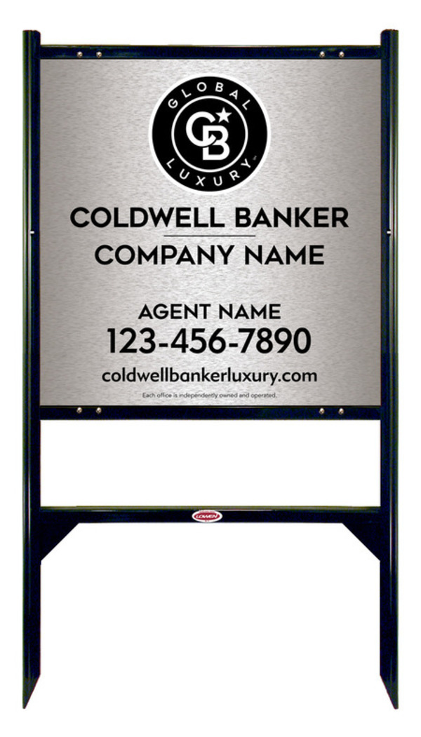Angle Iron Frame And Agent Sign Panel Unit, 24"H X 24"W, Brushed Aluminum Composite