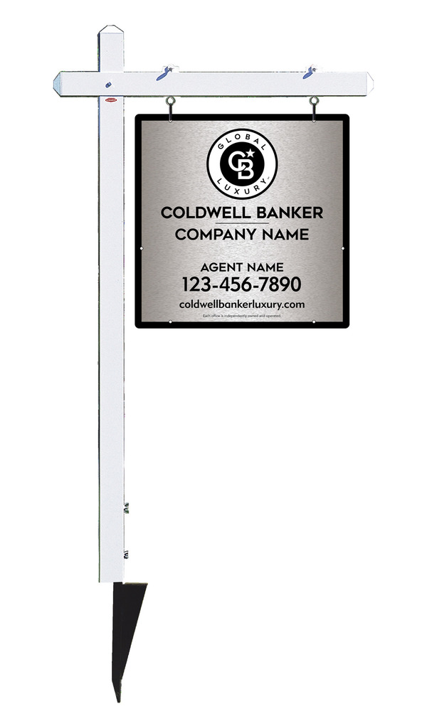 Sign Post And  Agent Panel Unit, 24"H X 24"W, Brushed Aluminum Composite