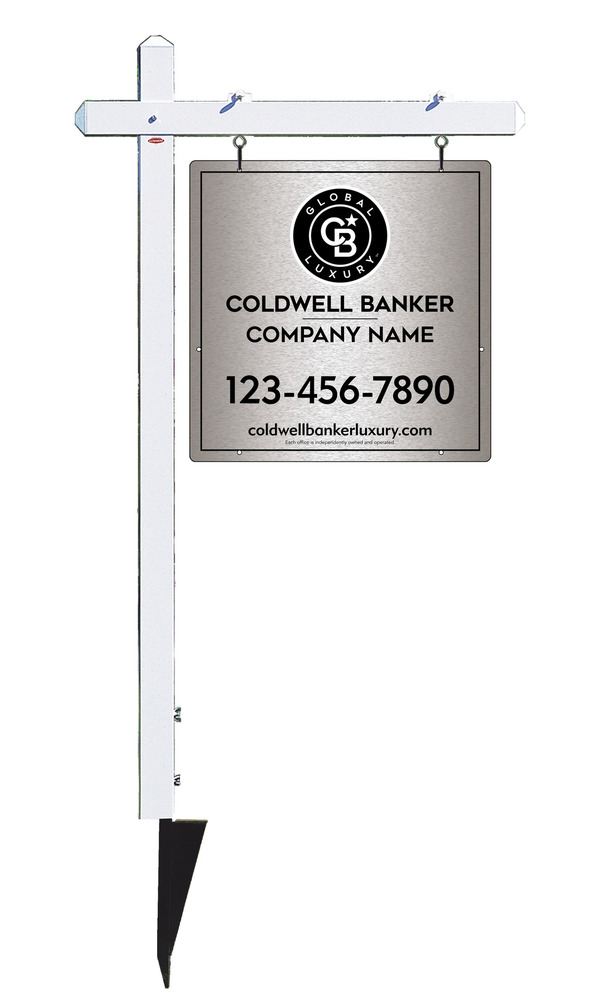 Sign Post And Office Sign Panel Unit, 24"H X 24"W, Brushed Aluminum Composite