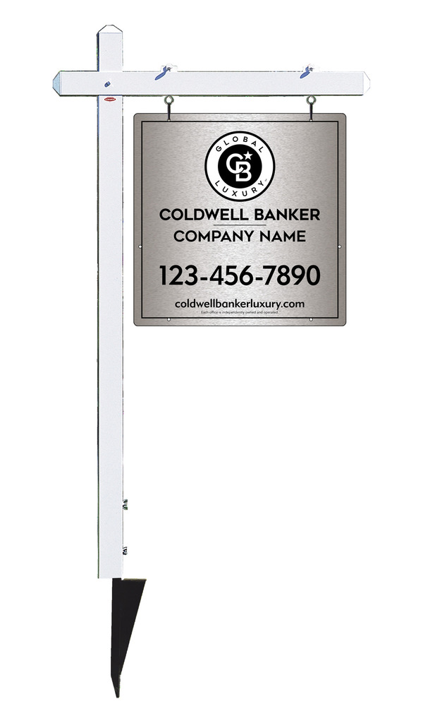 Sign Post And Office Sign Panel Unit, 24"H X 24"W, Brushed Aluminum Composite
