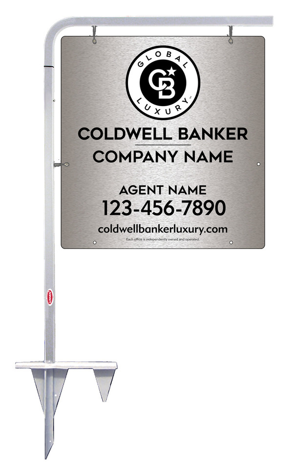 Tubular Stake And Agent Sign Panel Unit, 25"H X 24"W, Brushed Aluminum Composite